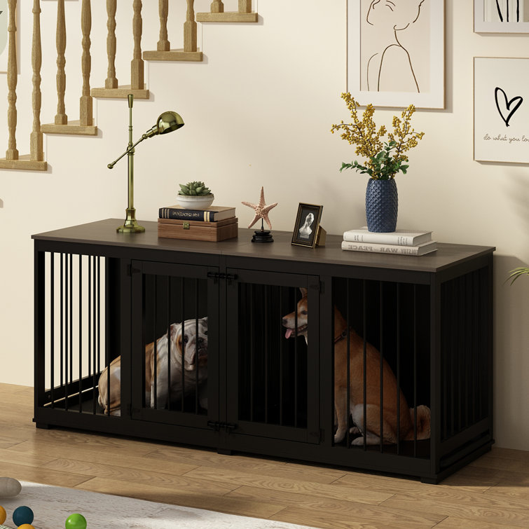 Large Large Pet Crate with Wooden Top